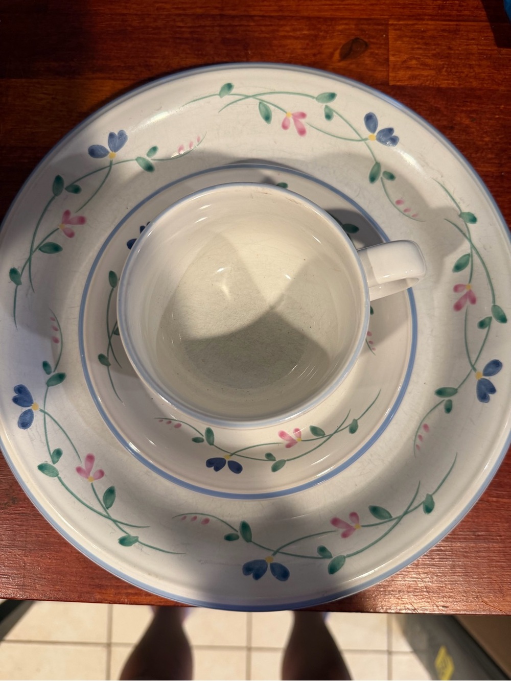 Allegro Stoneware Hearthside cup, saucer, and dinner plate set of 8 each